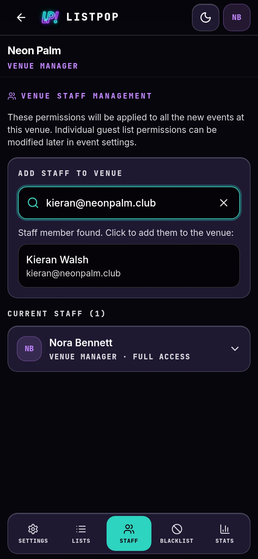 A staff member found by email