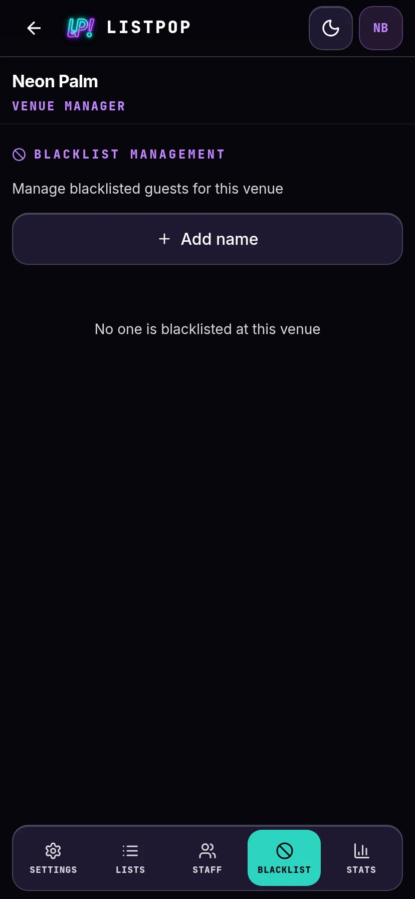 Empty blacklist
