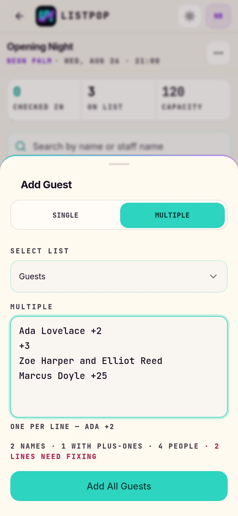 Paste box flagging two unreadable lines