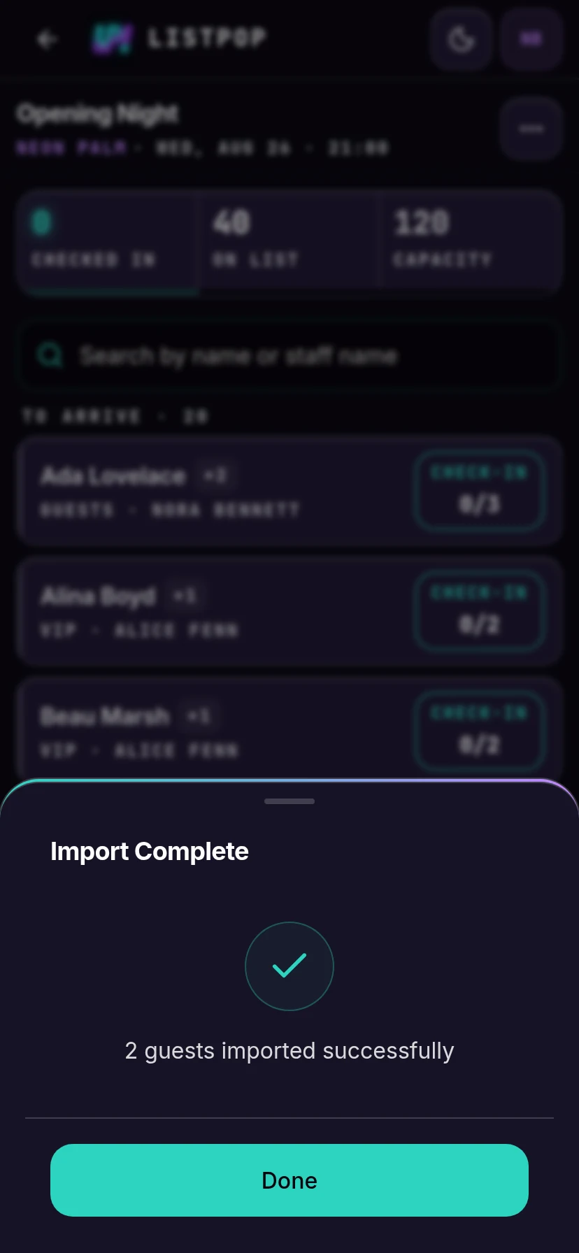 Import complete summary