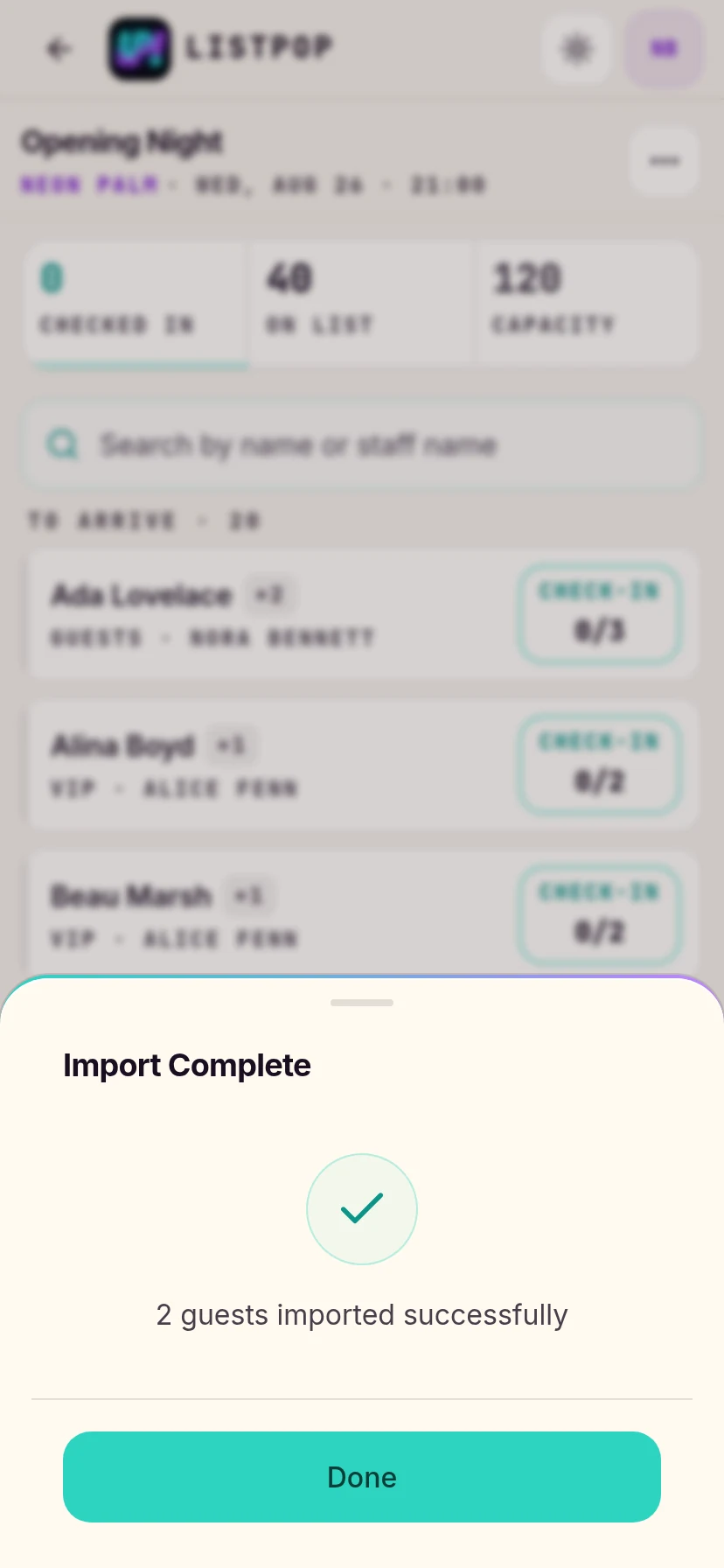 Import complete summary