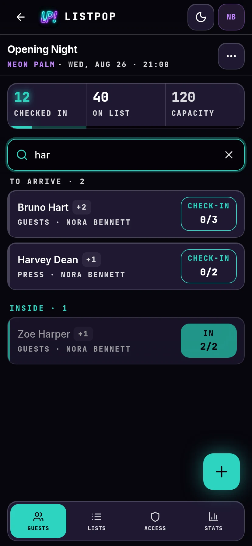 Searching the guest list