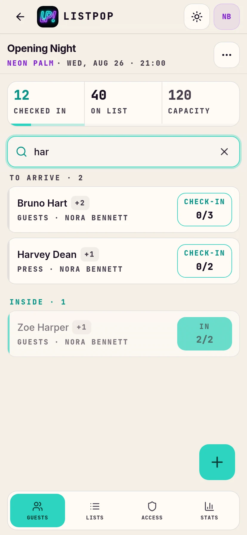 Searching the guest list