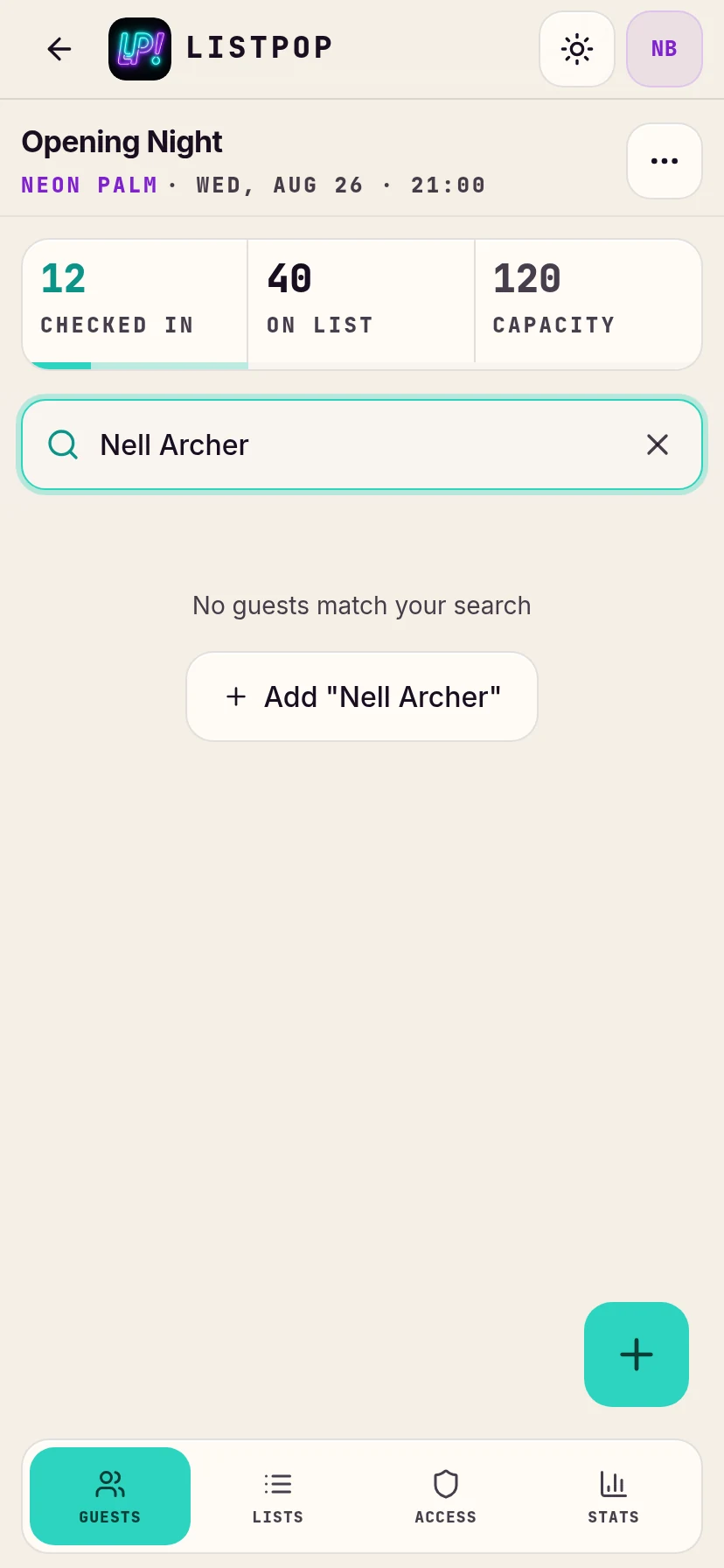 Offer to add a walk-in from the search box